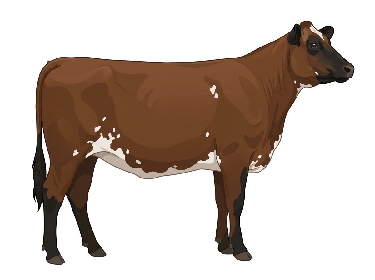 Brown with black points and white spots MaineTainer Heifer
