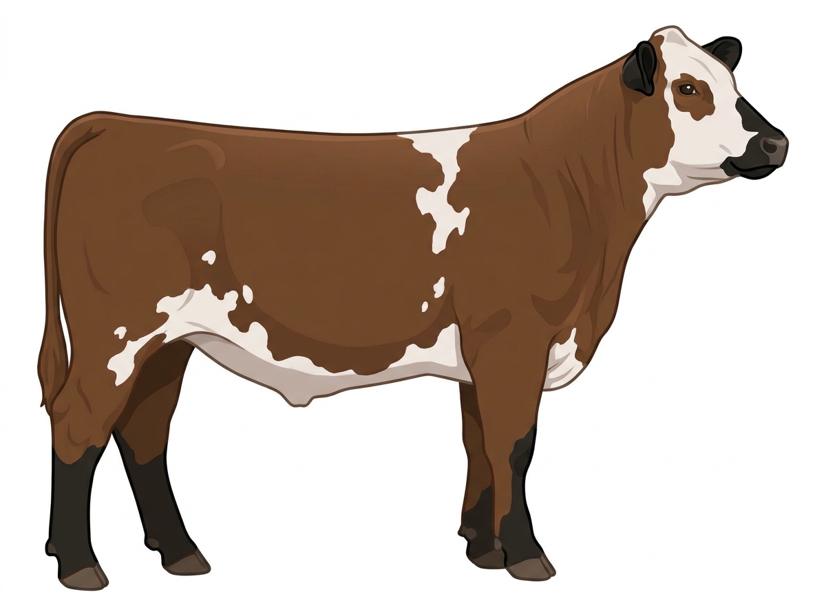 Brown with black points and white spots MaineTainer Steer