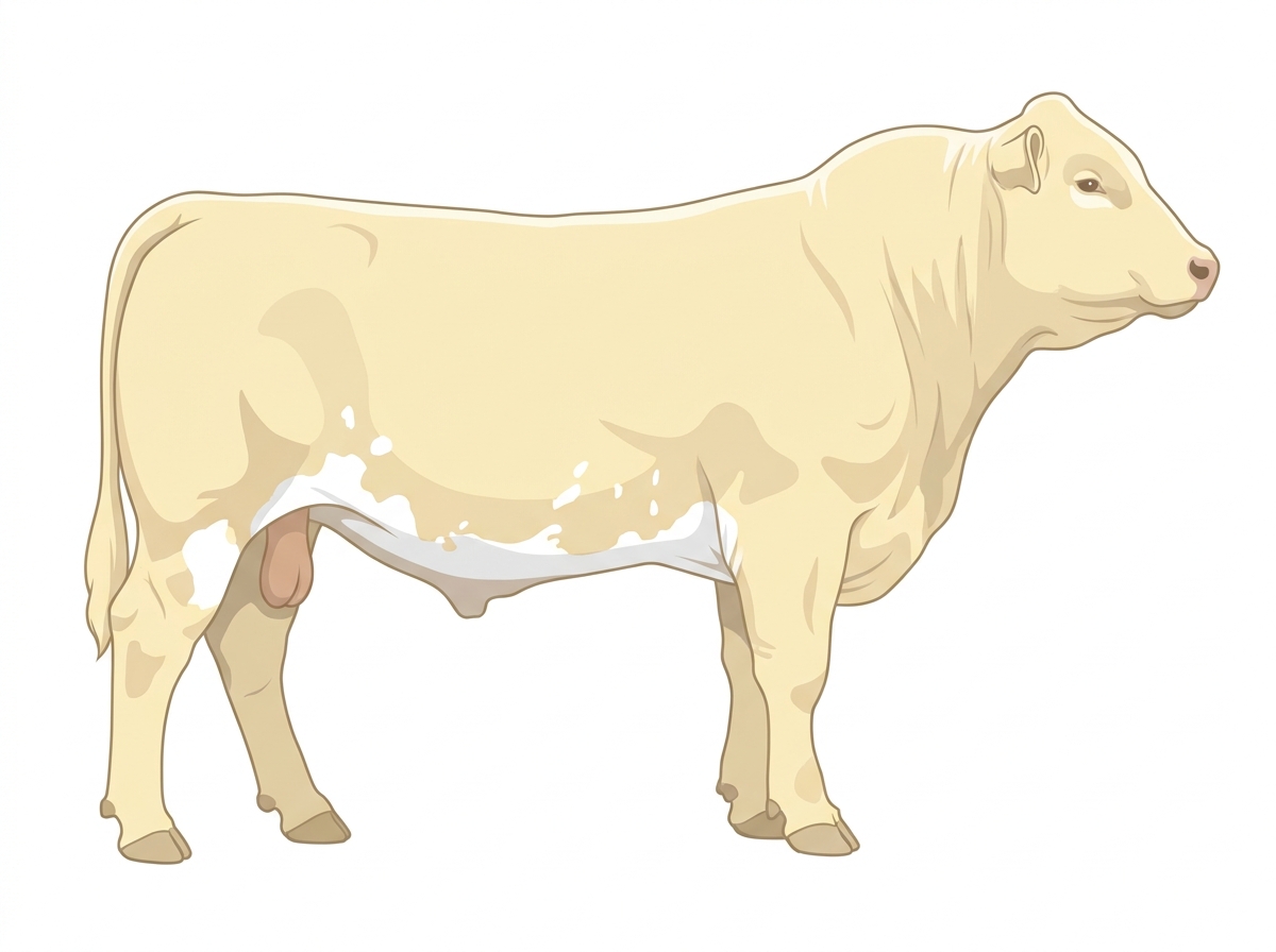 Cream with a few white spots and ticking in the white MaineTainer Bull