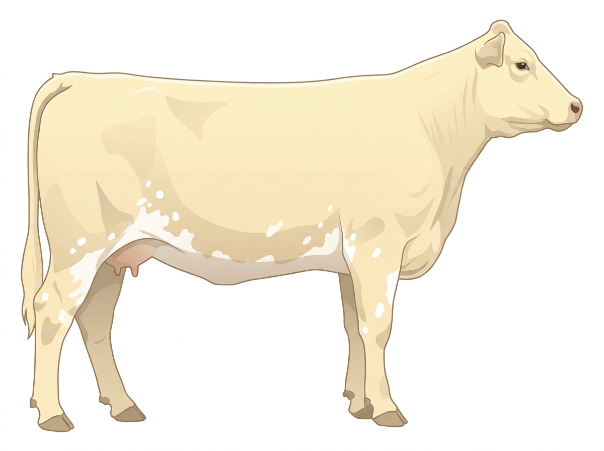 Cream with a few white spots and ticking in the white MaineTainer Cow