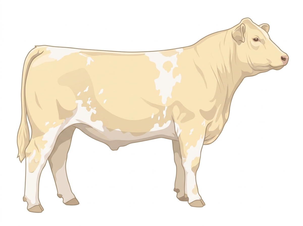 Cream with a few white spots and ticking in the white MaineTainer Steer