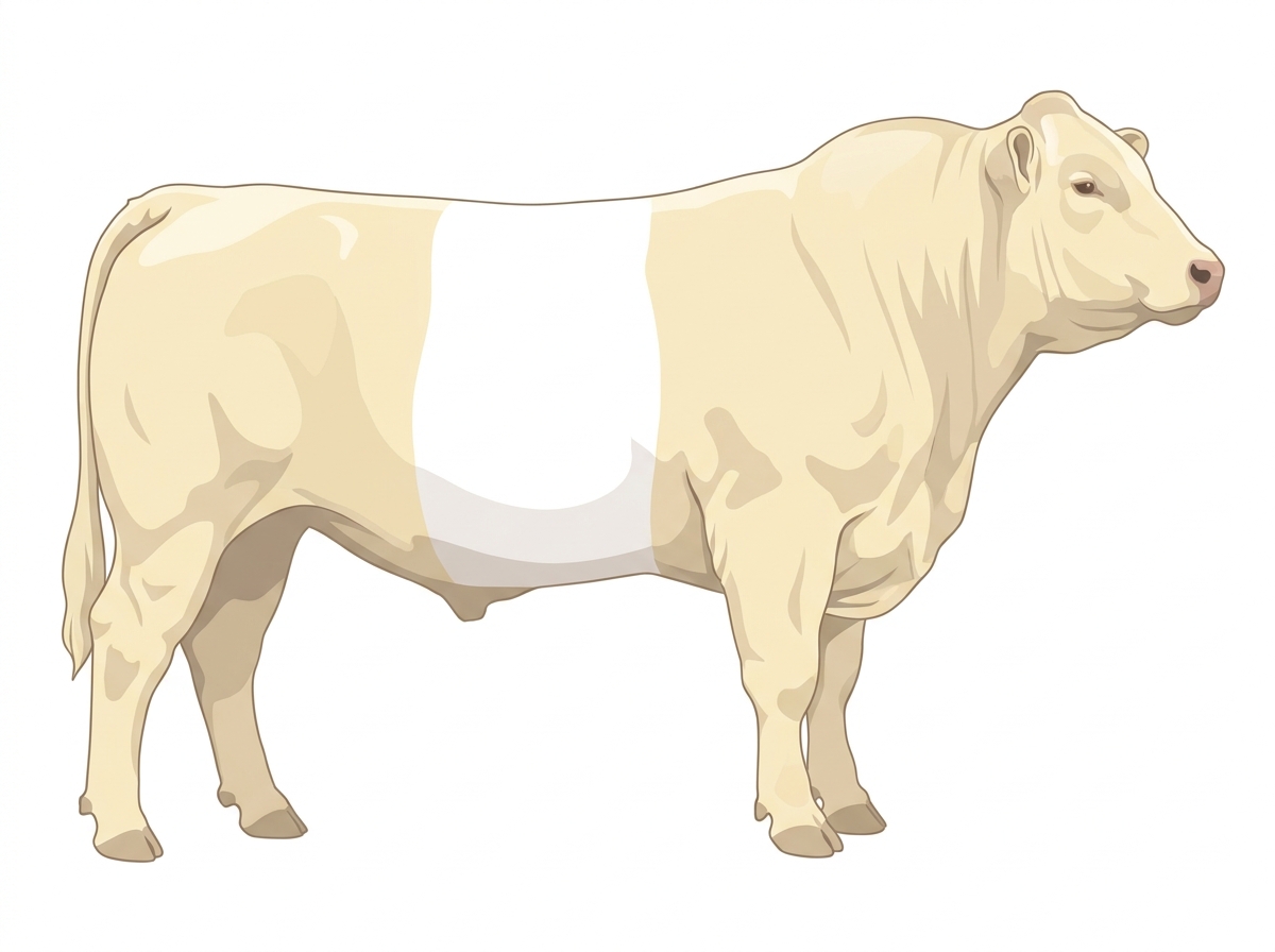 Cream with a white belt around the midsection MaineTainer Bull