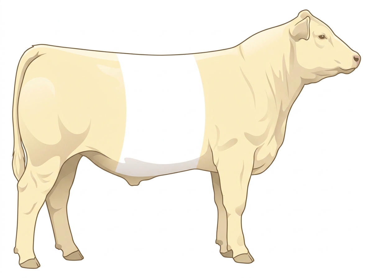 Cream with a white belt around the midsection MaineTainer Steer