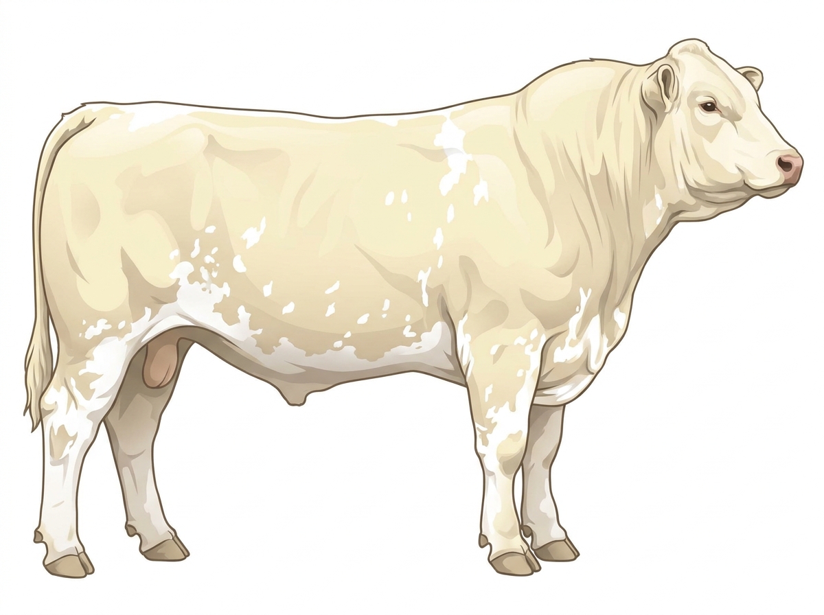 Cream with white spots and ticking in the white MaineTainer Bull