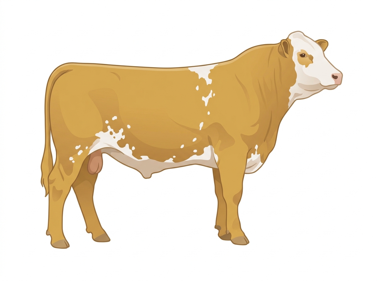 Gold with a partial white face and white spots MaineTainer Bull