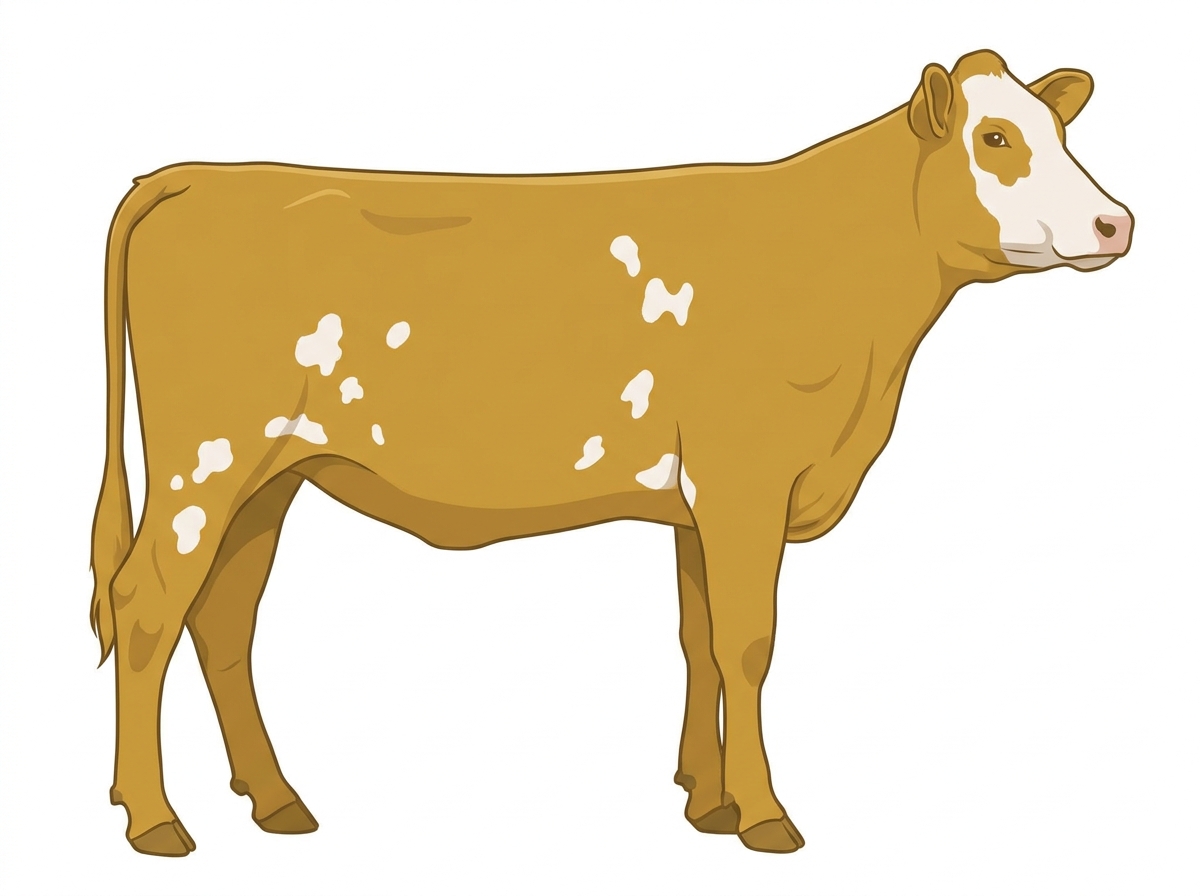 Gold with a partial white face and white spots MaineTainer Heifer