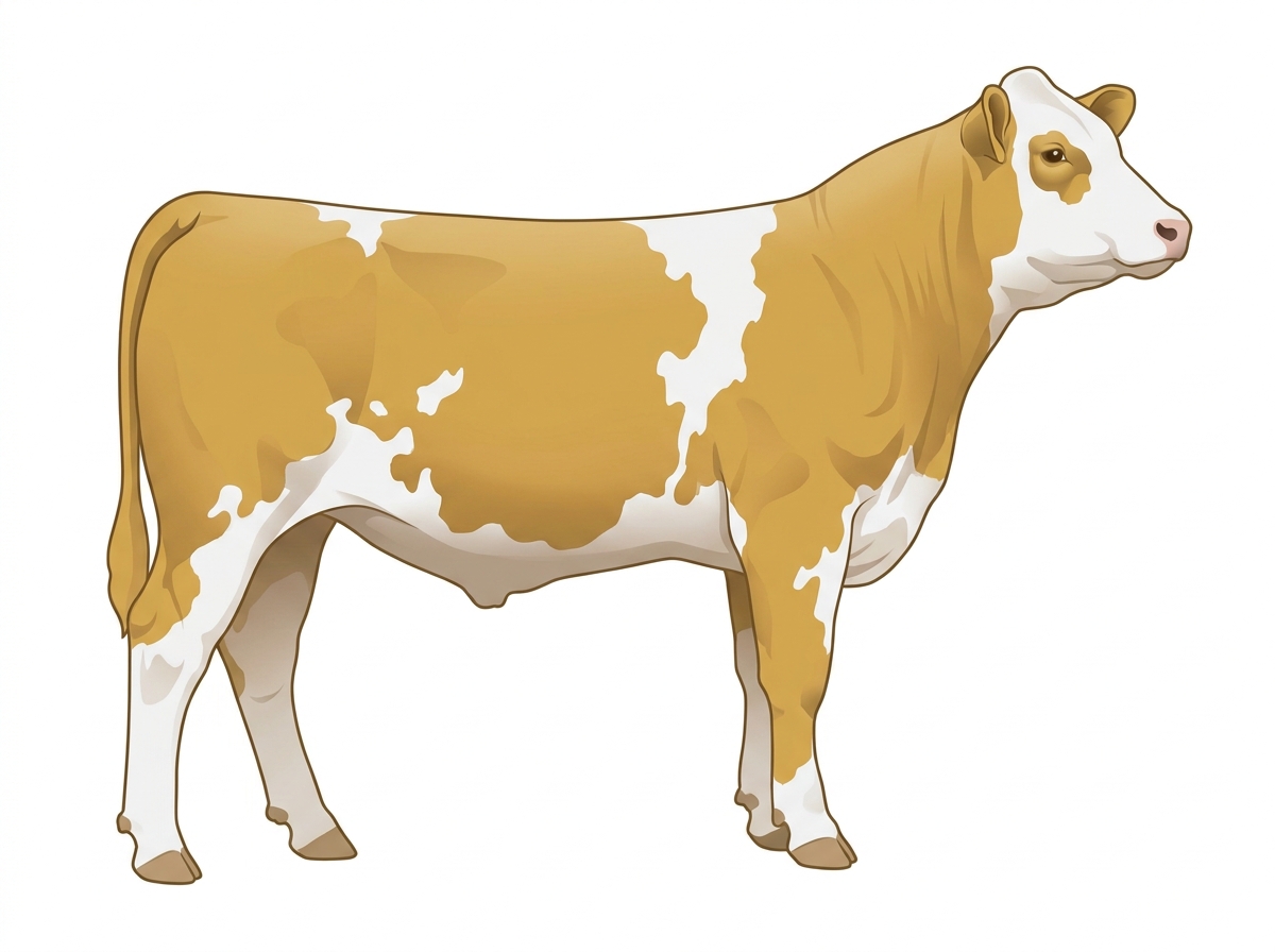 Gold with a partial white face and white spots MaineTainer Steer