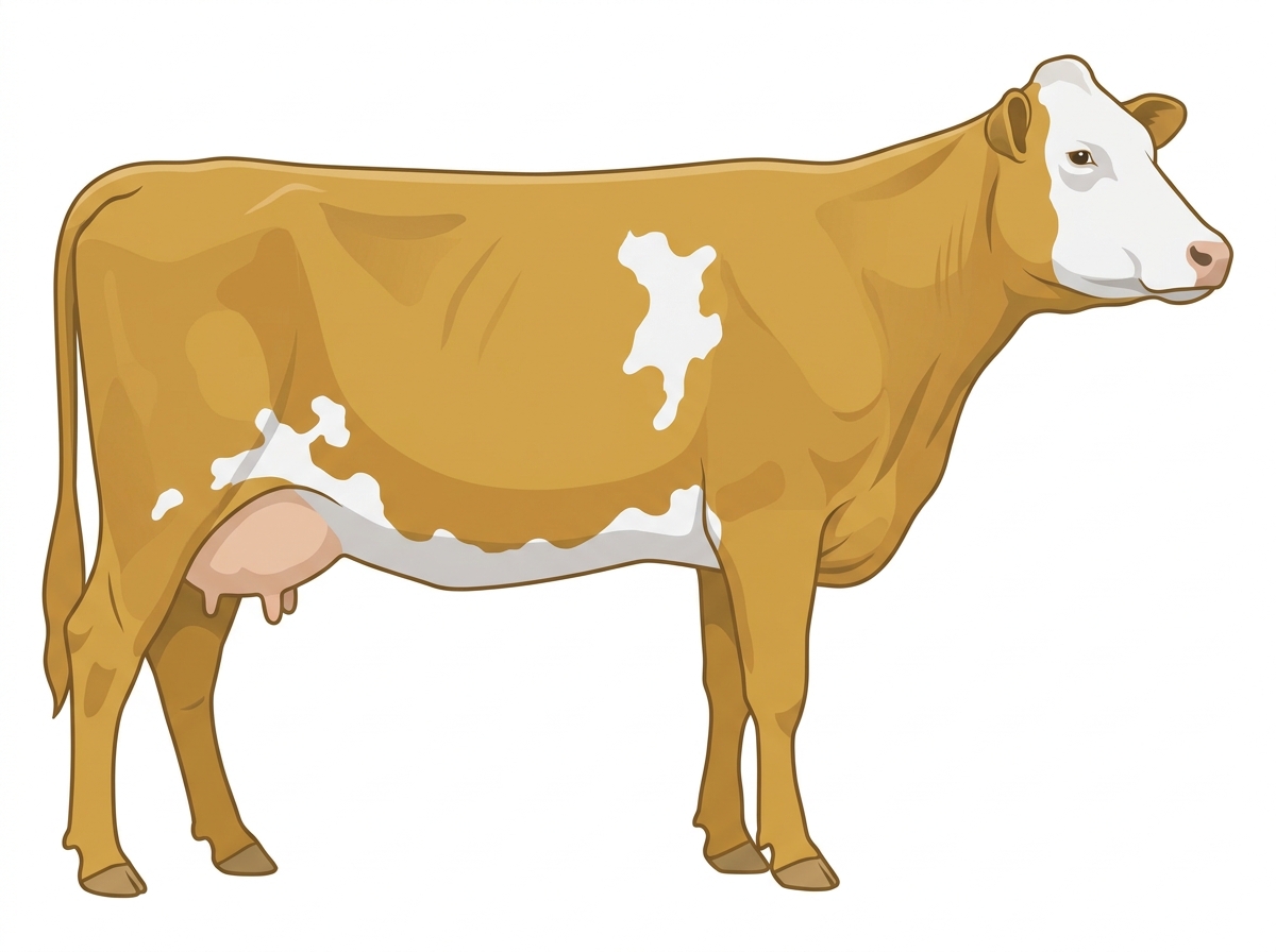 Gold with a white face and white spots MaineTainer Cow