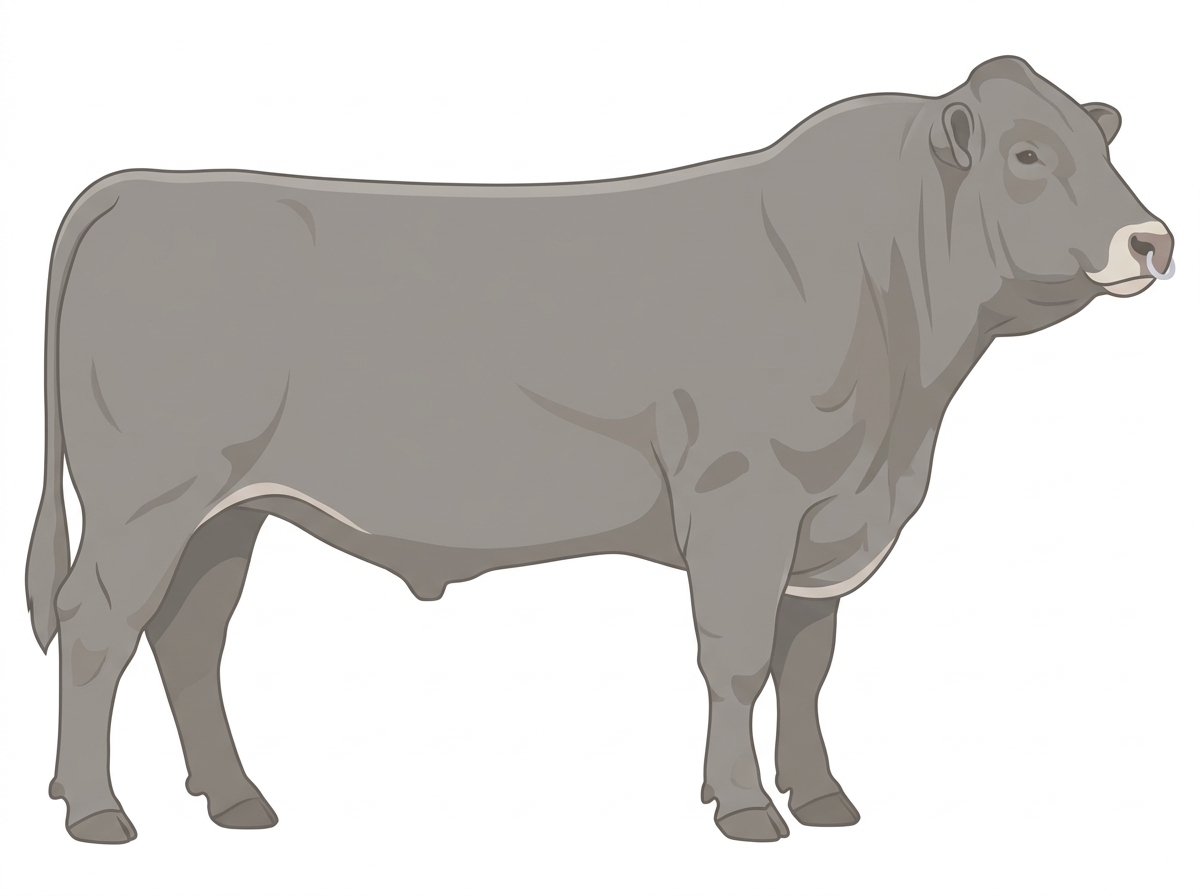 Gray with a pale muzzle ring and lighter underline MaineTainer Bull