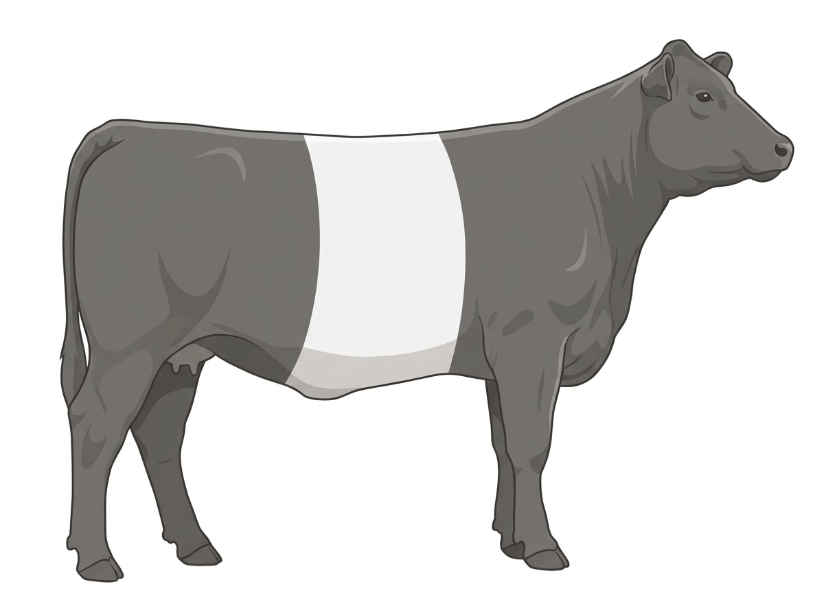 Gray with a white belt around the midsection MaineTainer Cow