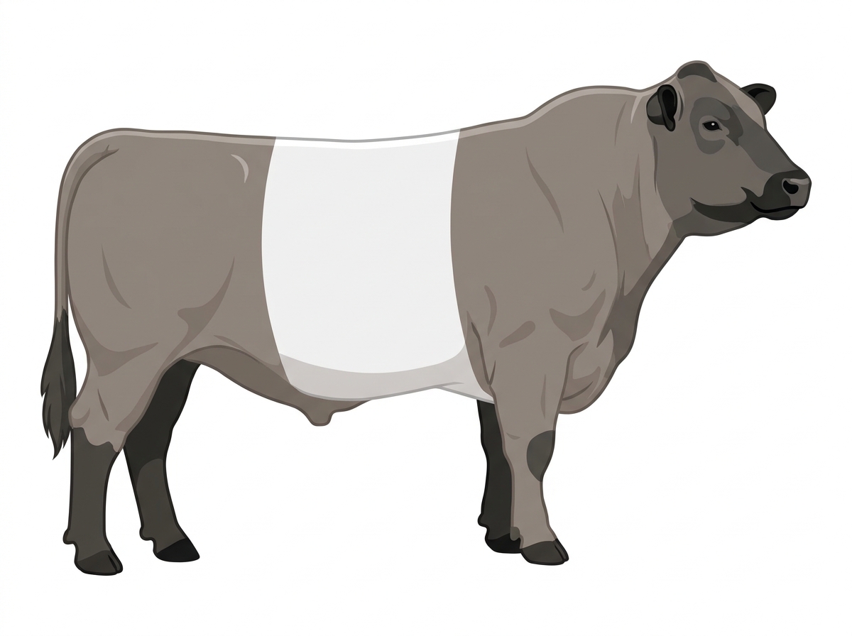 Gray with black points and a white belt around the midsection MaineTainer Bull