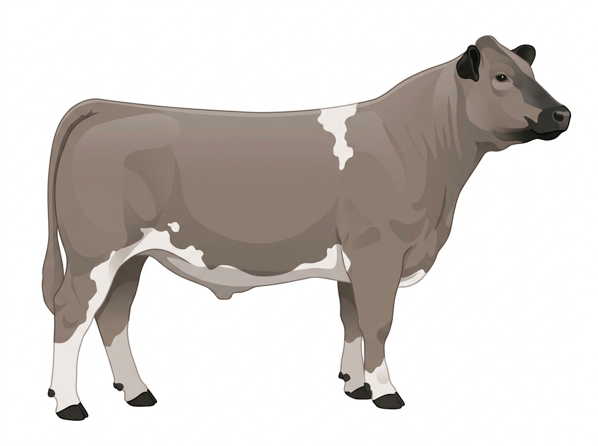 Gray with black points and white spots MaineTainer Steer