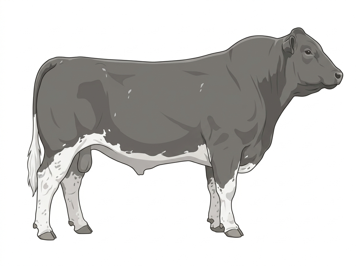 Gray with ticking in the white MaineTainer Bull