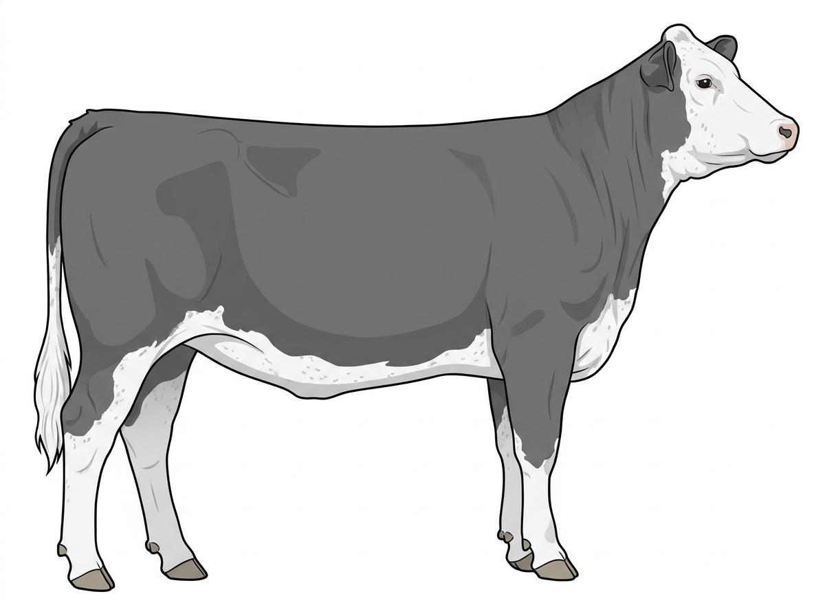Gray with ticking in the white MaineTainer Heifer