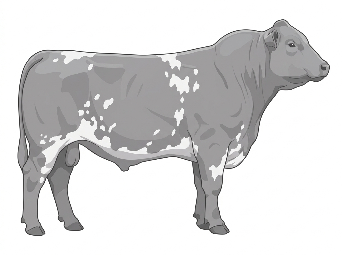 Gray with white spots MaineTainer Bull