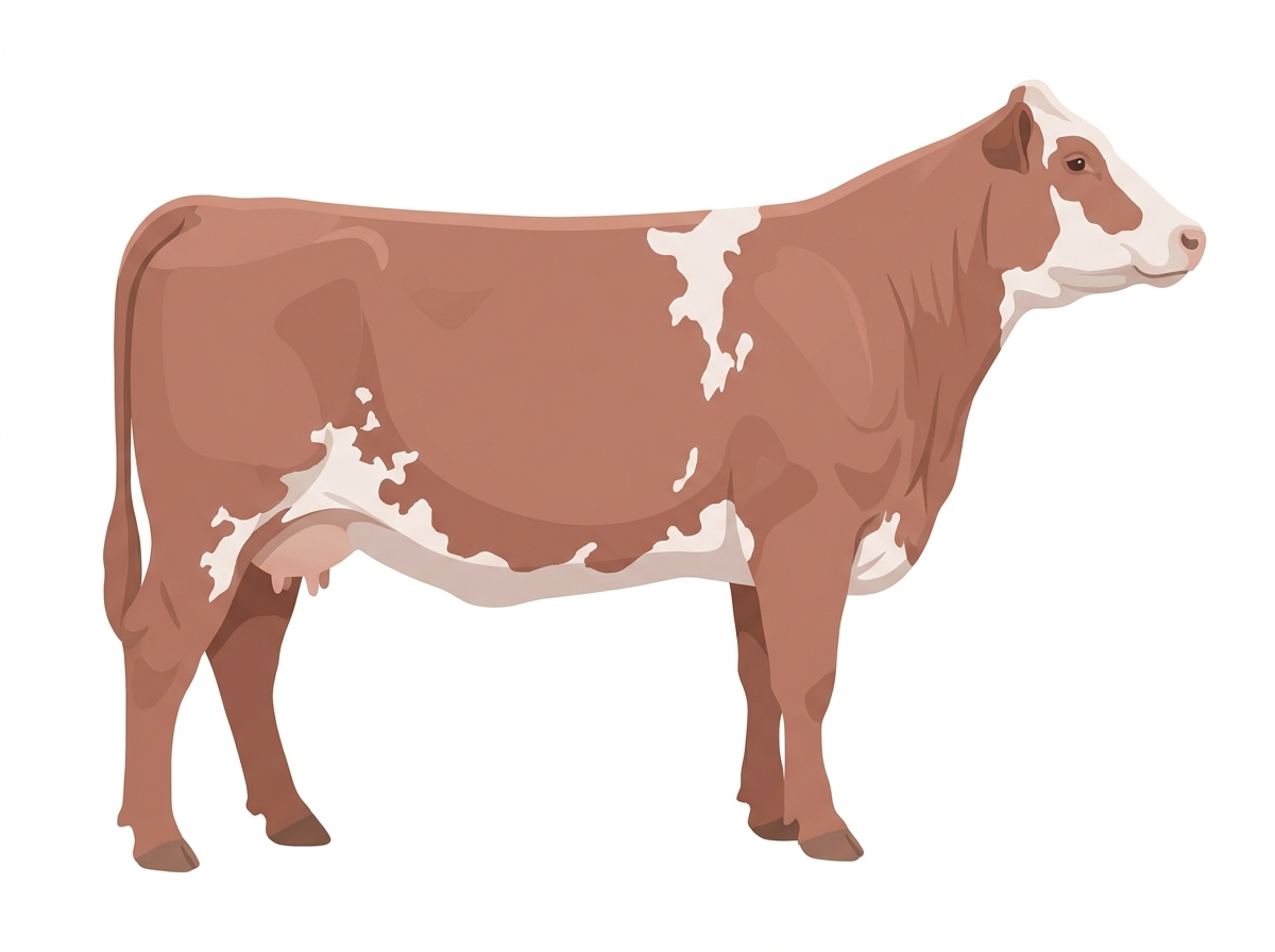 Heavy red roan with white spots MaineTainer Cow