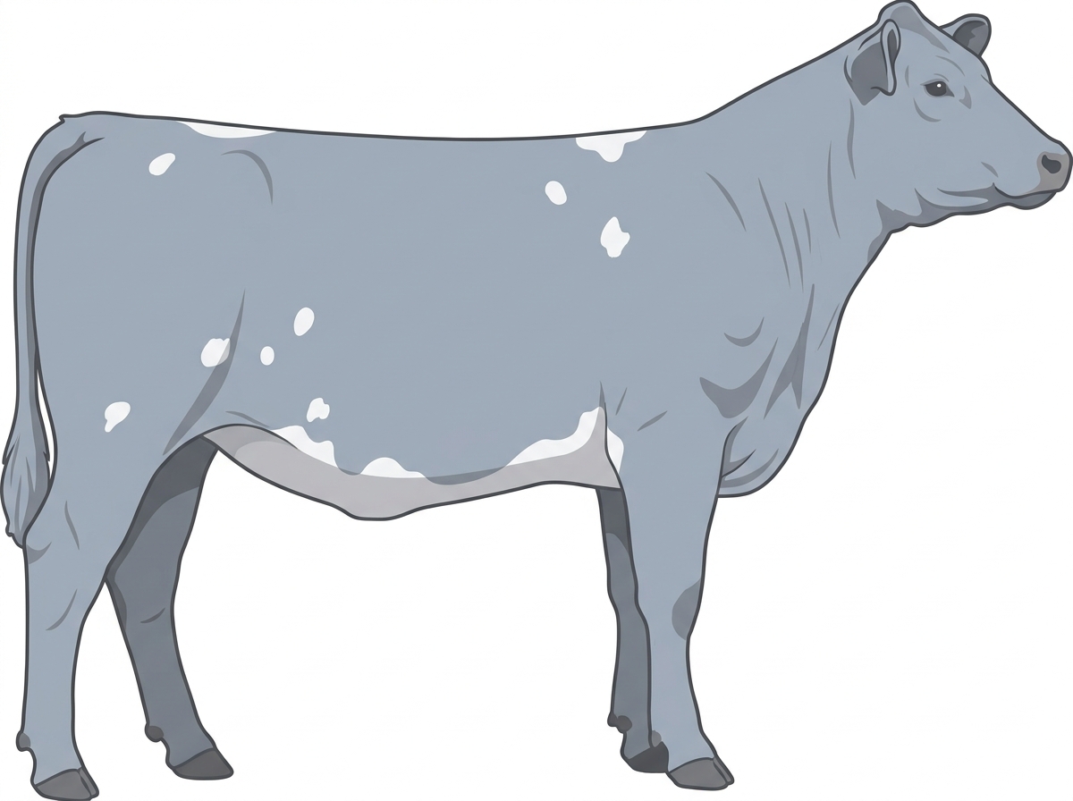 Light blue roan with a few white spots MaineTainer Heifer