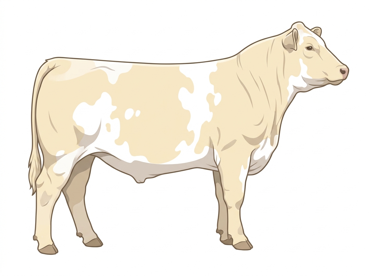 Light cream roan with a few white spots MaineTainer Steer
