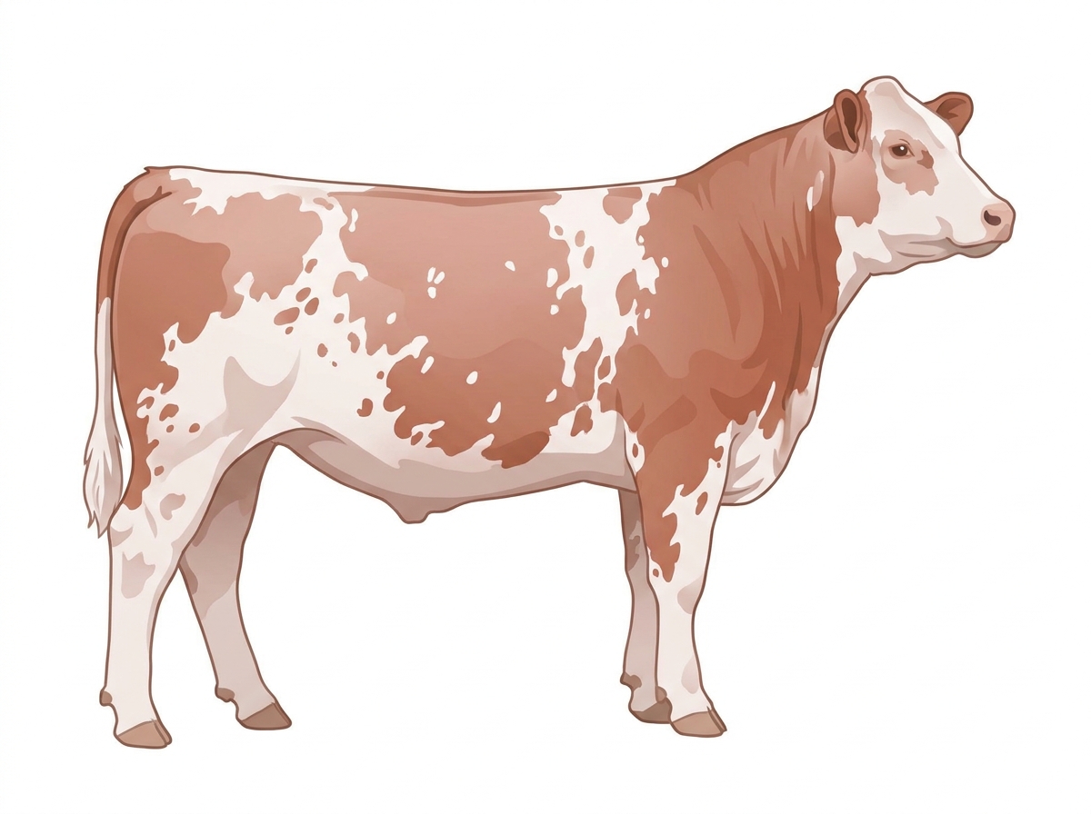Light red roan with a few white spots MaineTainer Steer