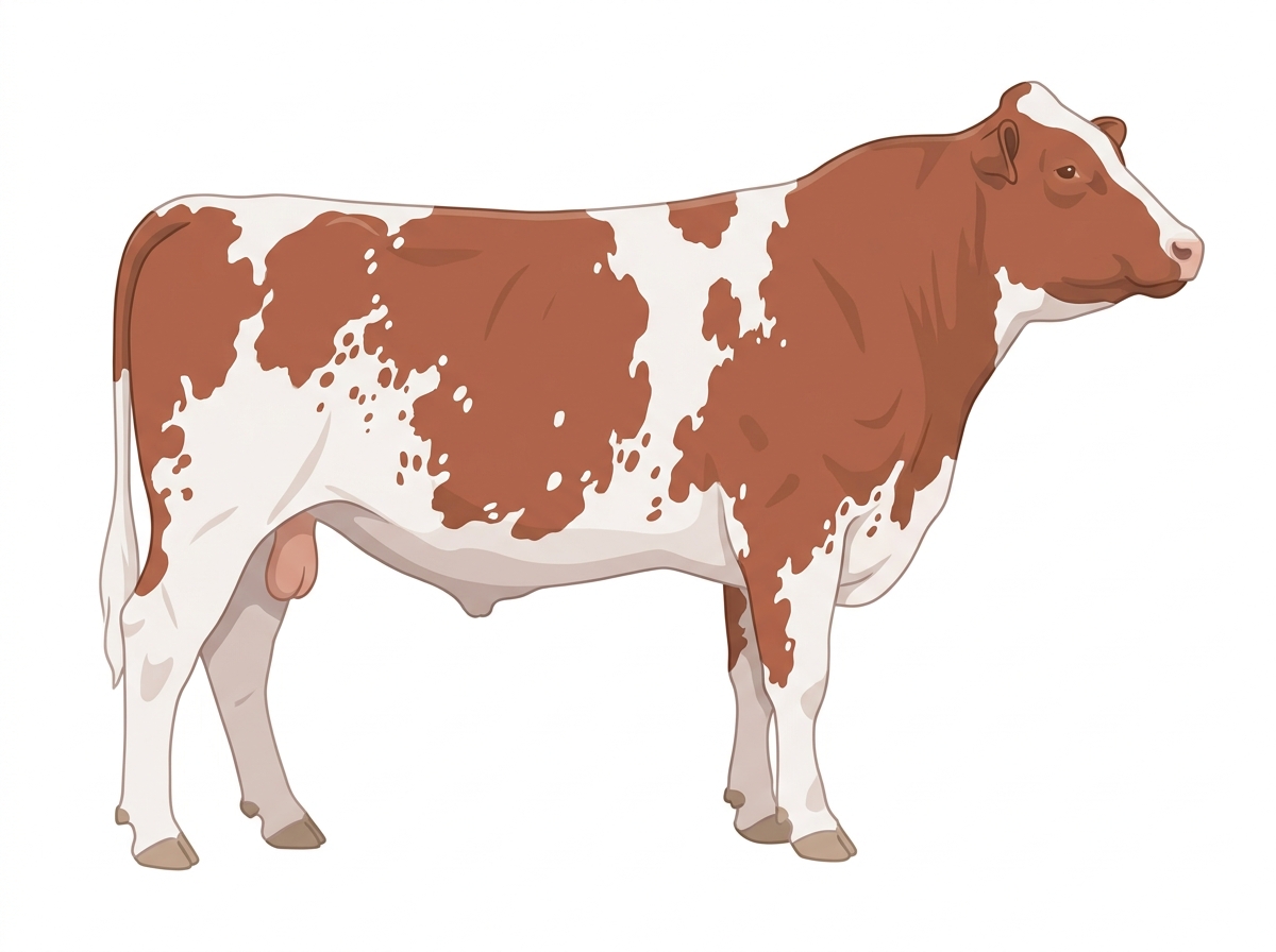 Red roan with a few white spots and ticking in the white MaineTainer Bull