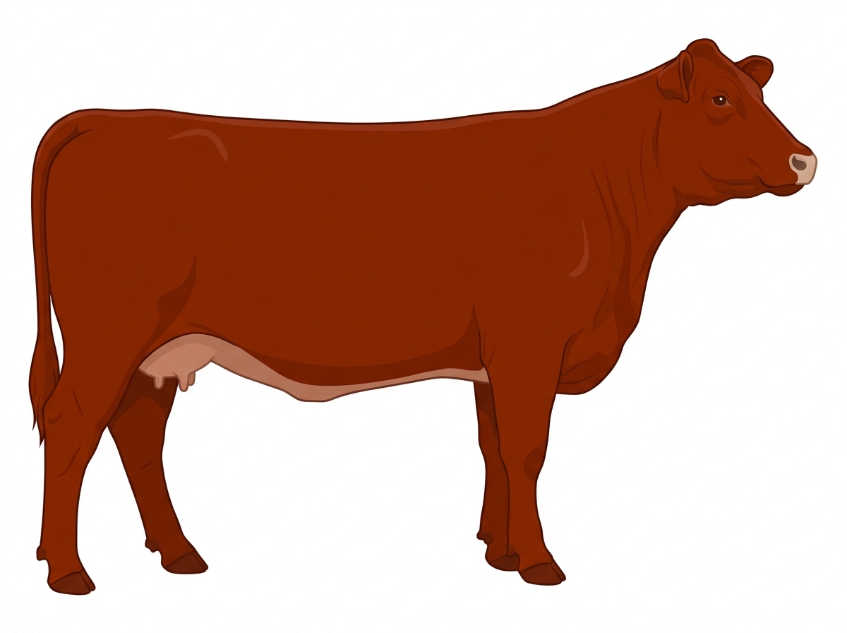 Red with a pale muzzle ring and lighter underline MaineTainer Cow