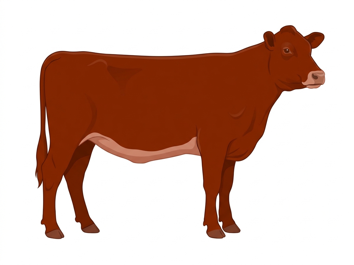 Red with a pale muzzle ring and lighter underline MaineTainer Heifer