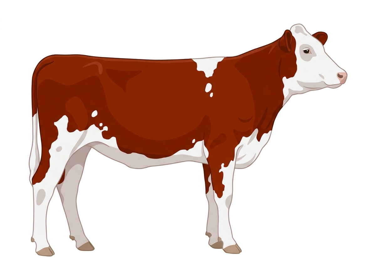 Red with a partial white face and a few white spots MaineTainer Heifer