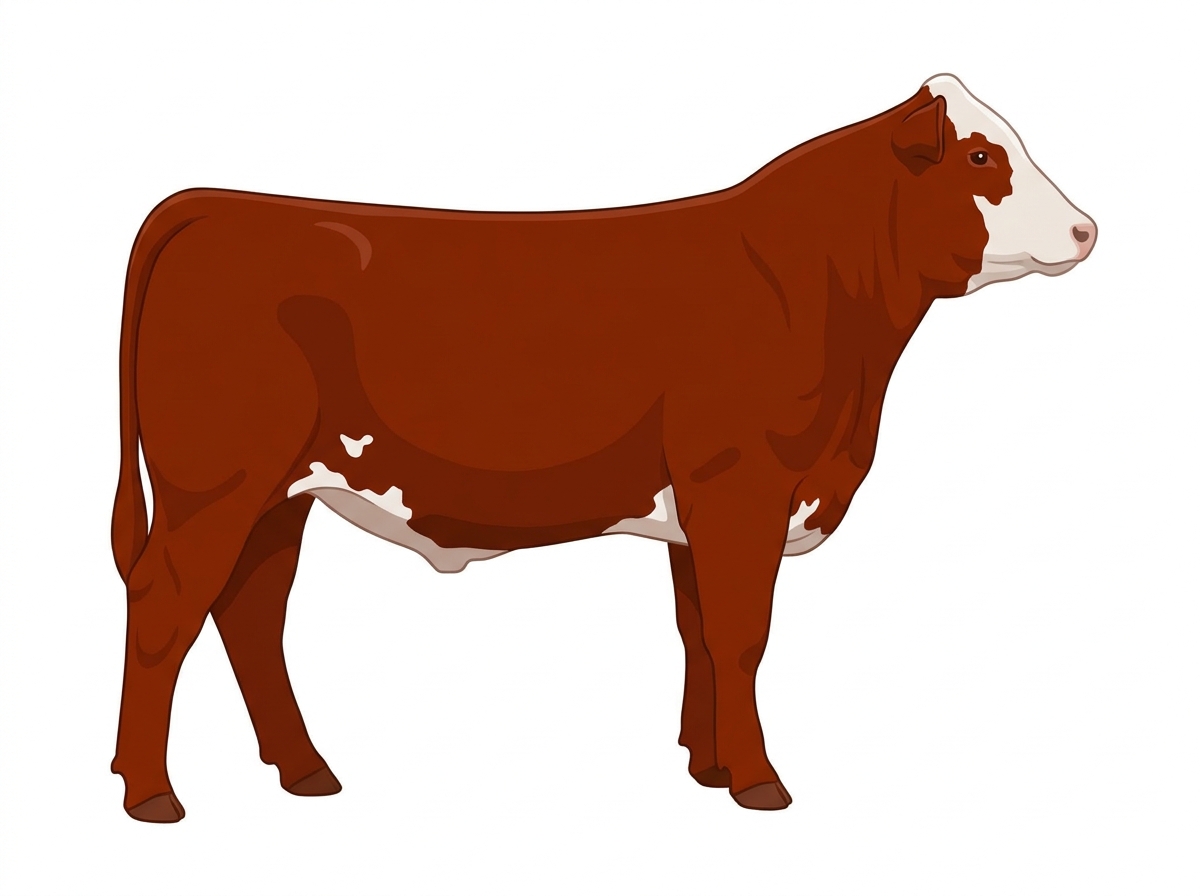 Red with a partial white face and a few white spots MaineTainer Steer