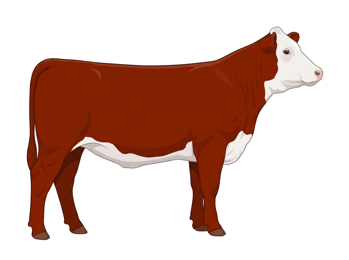 Red with a partial white face MaineTainer Heifer