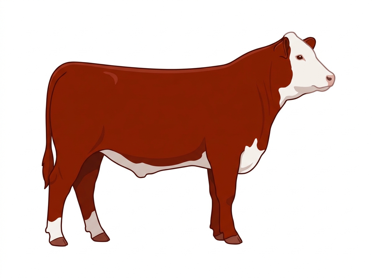 Red with a partial white face MaineTainer Steer