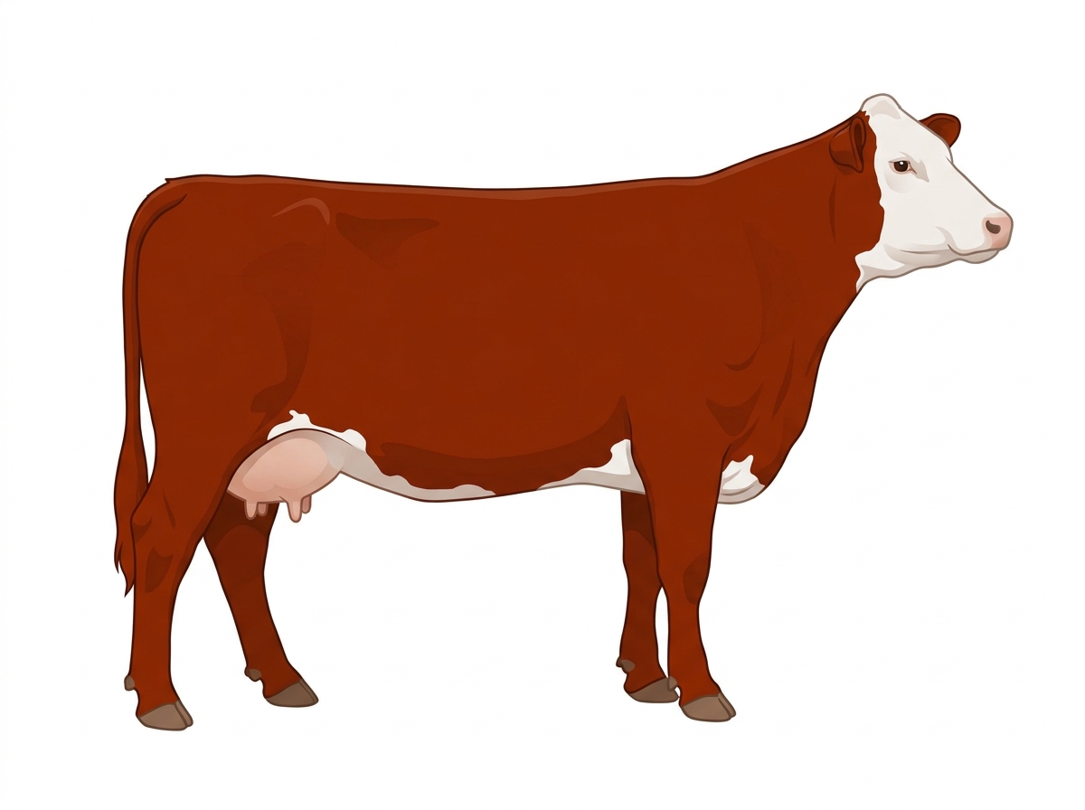 Red with a white face and a few white spots MaineTainer Cow