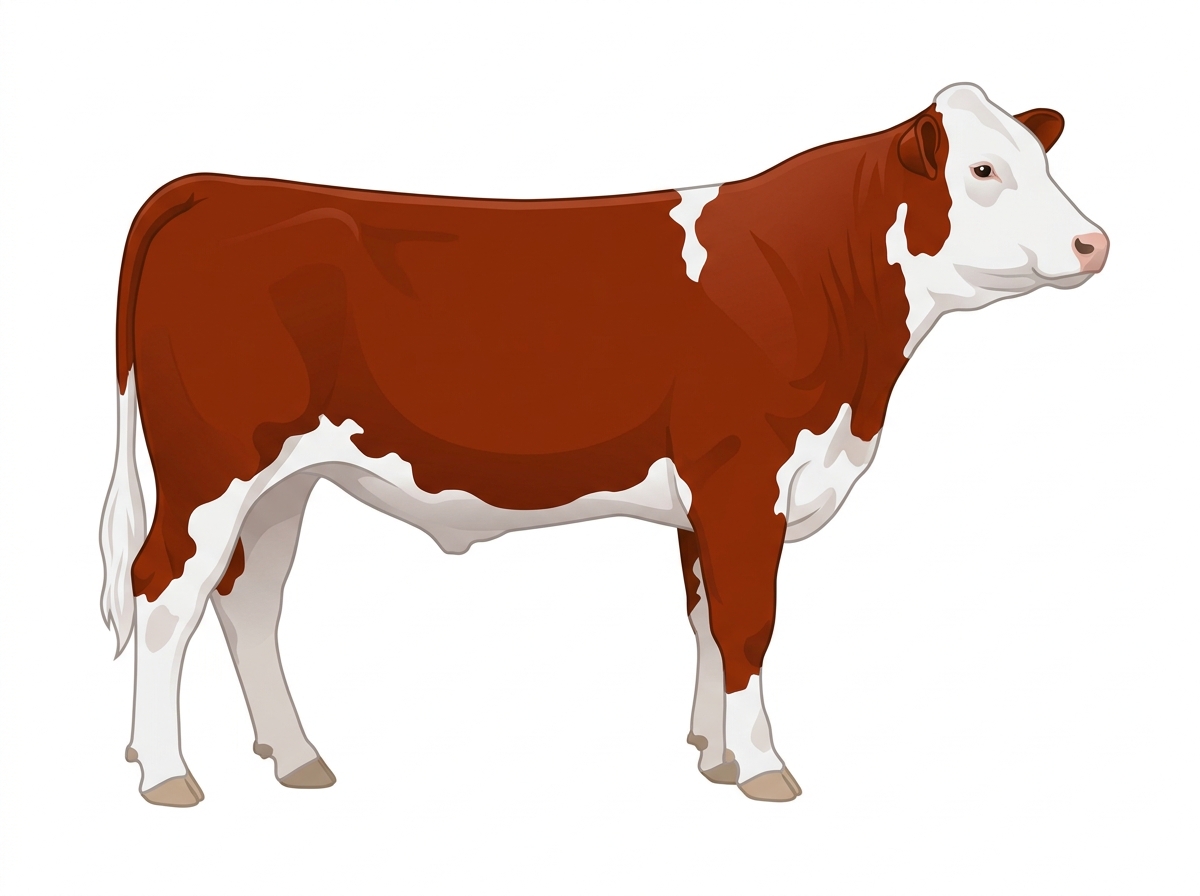 Red with a white face and a few white spots MaineTainer Steer