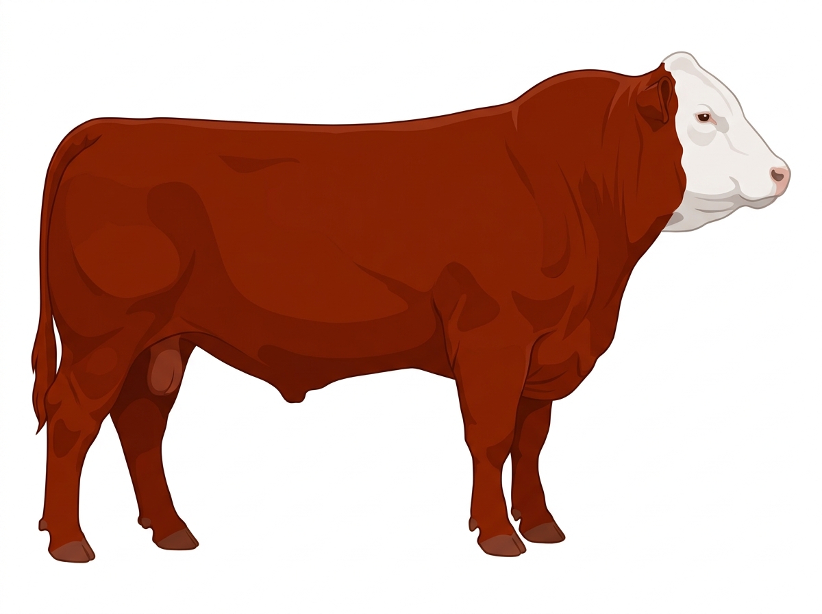 Red with a white face MaineTainer Bull