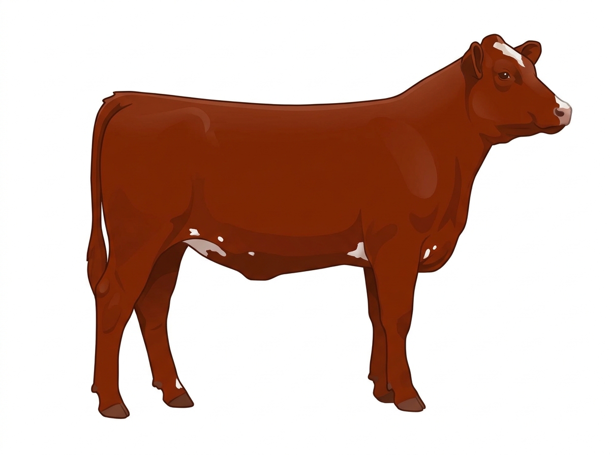 Red with minimal white face markings and a few white spots MaineTainer Heifer
