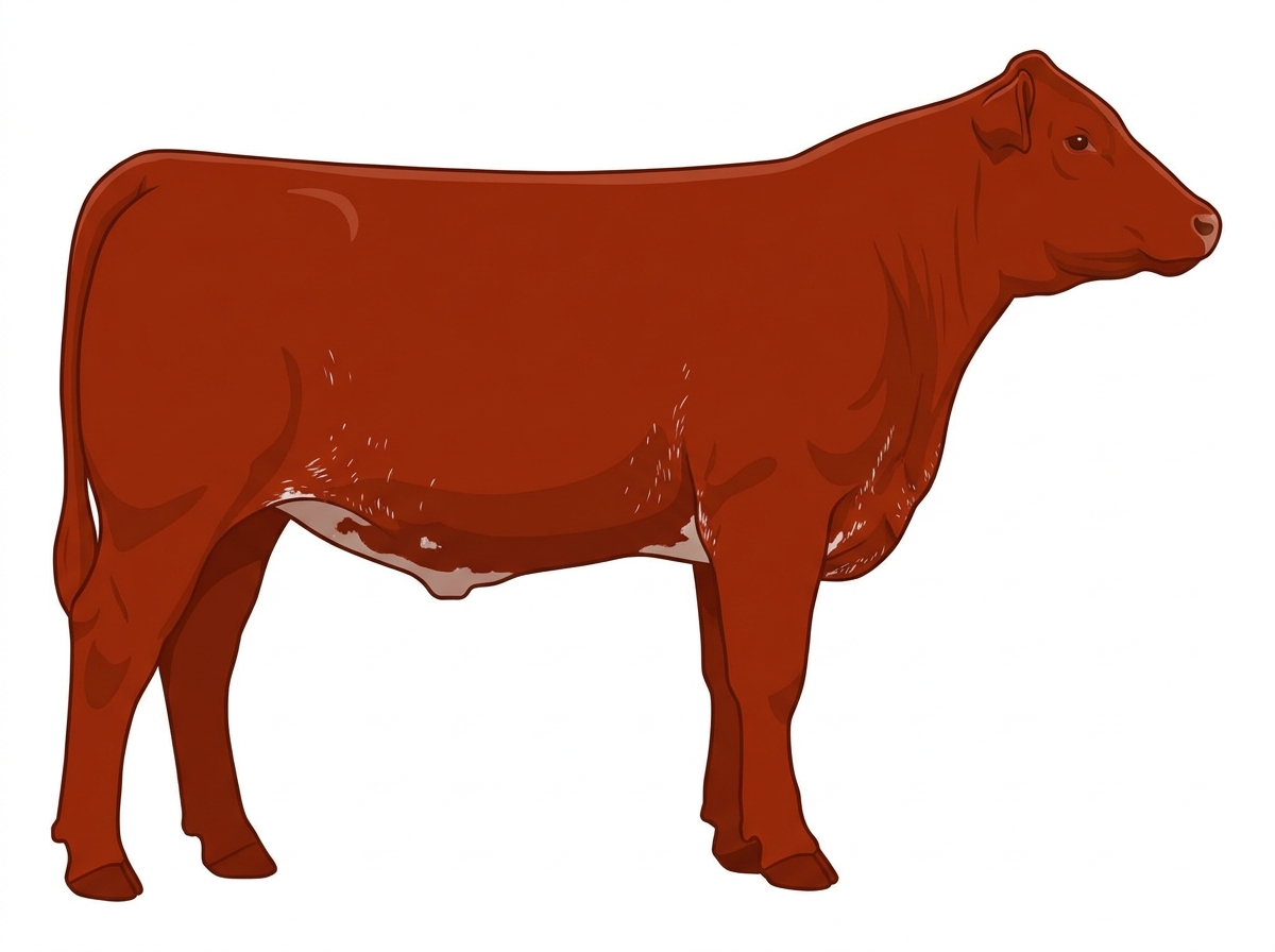 Red with ticking in the white MaineTainer Steer