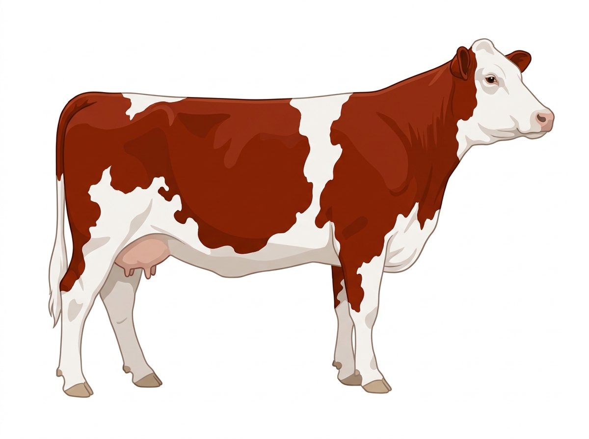 Red with white in large patches MaineTainer Cow