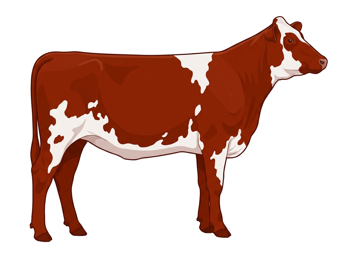 Red with white in large patches MaineTainer Heifer