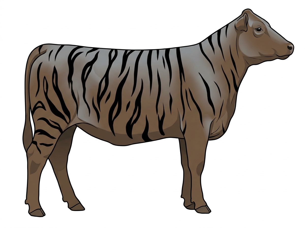 Smoky brindle with black stripes MaineTainer Heifer
