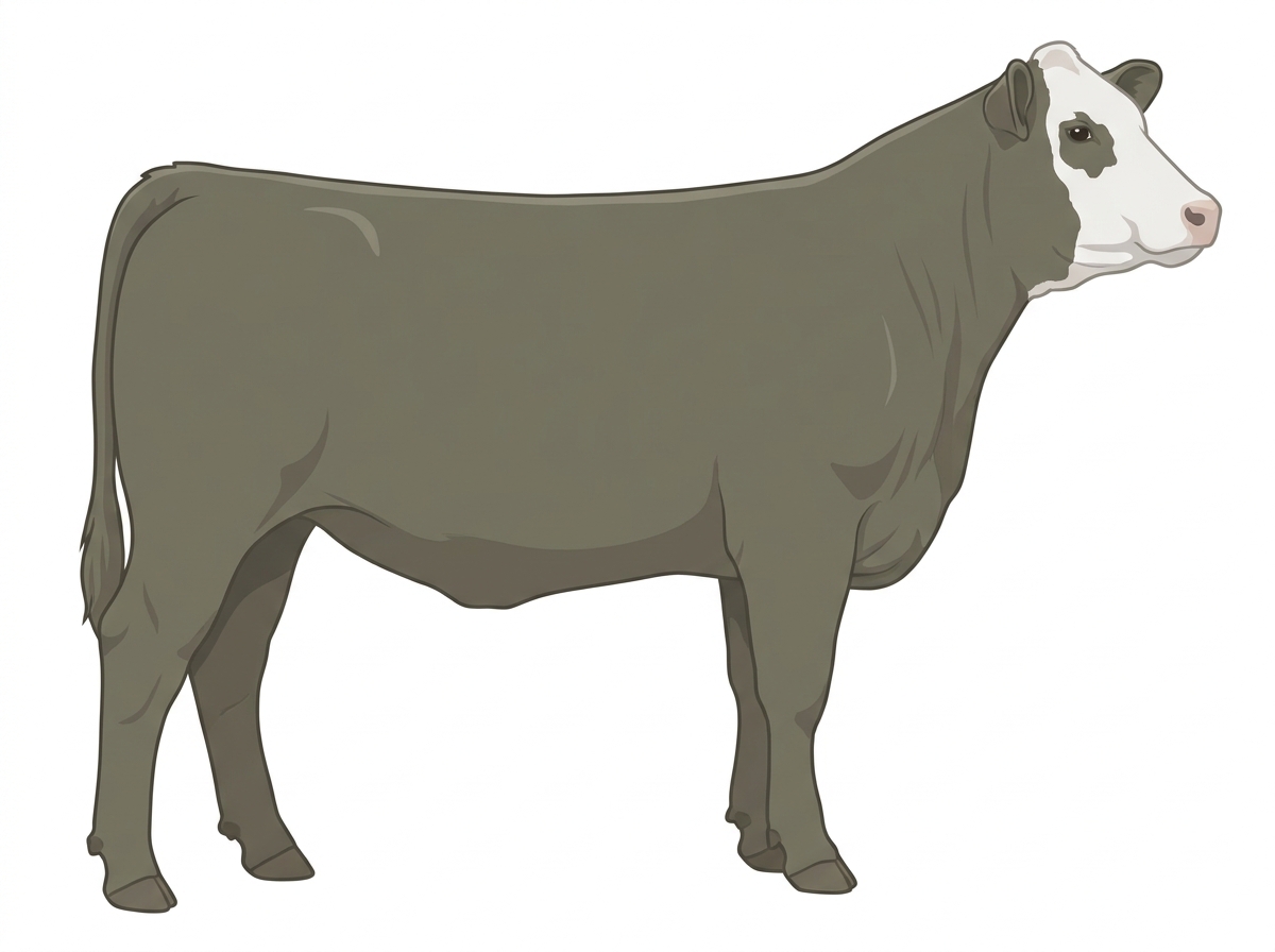 Smoky with a partial white face MaineTainer Heifer