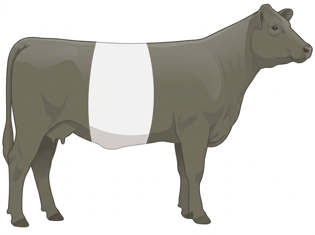 Smoky with a white belt around the midsection MaineTainer Cow