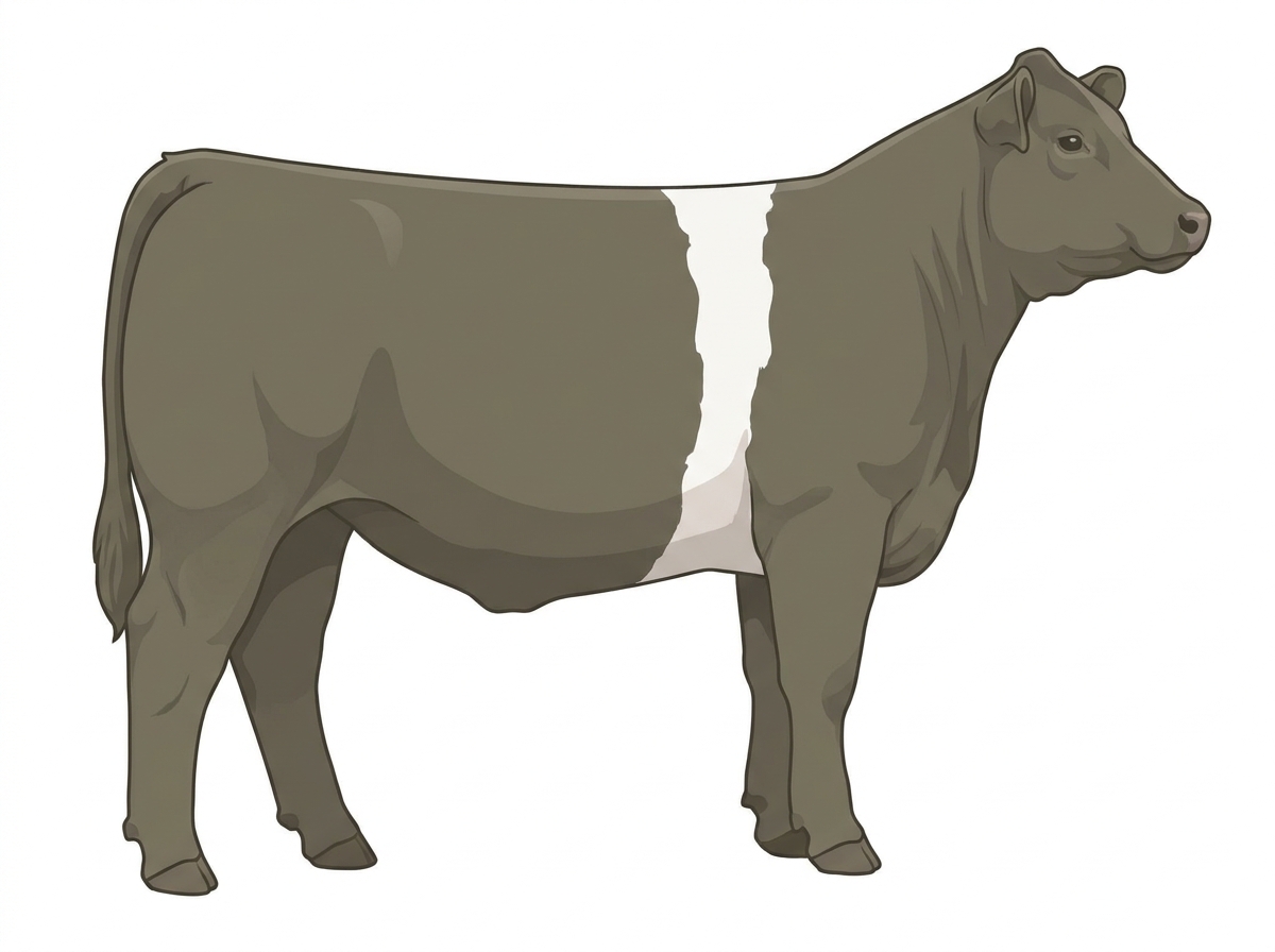 Smoky with a white belt around the midsection MaineTainer Heifer
