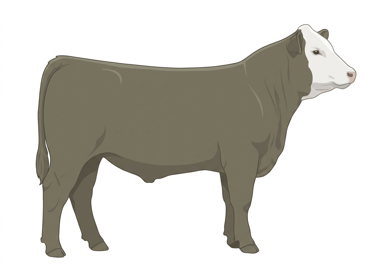 Smoky with minimal white face markings MaineTainer Steer