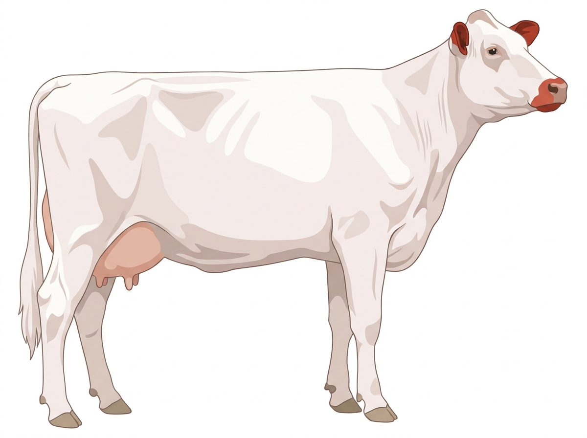 White with red ears and muzzle MaineTainer Cow