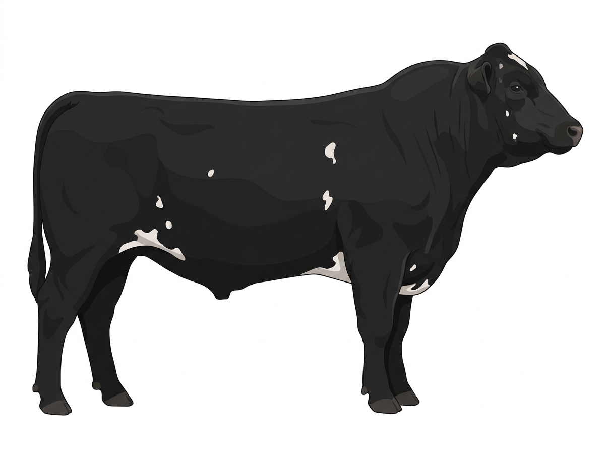 Black with a few white spots Purebred Maine-Anjou Bull
