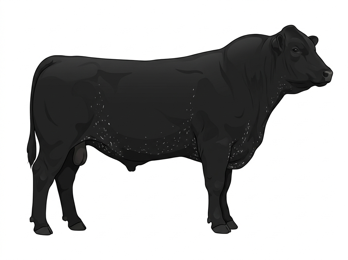 Black with ticking in the white Purebred Maine-Anjou Bull