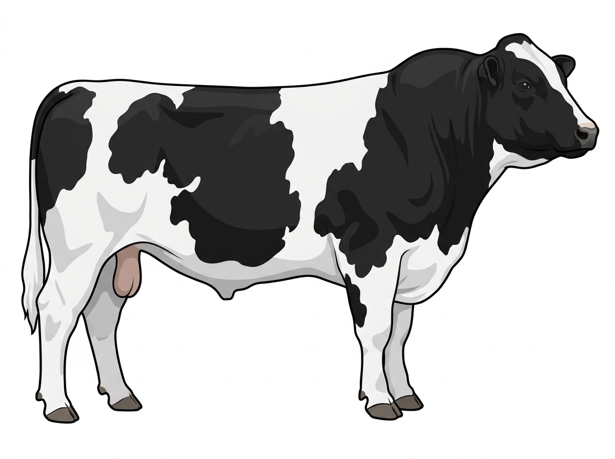 Black with white in large patches Purebred Maine-Anjou Bull