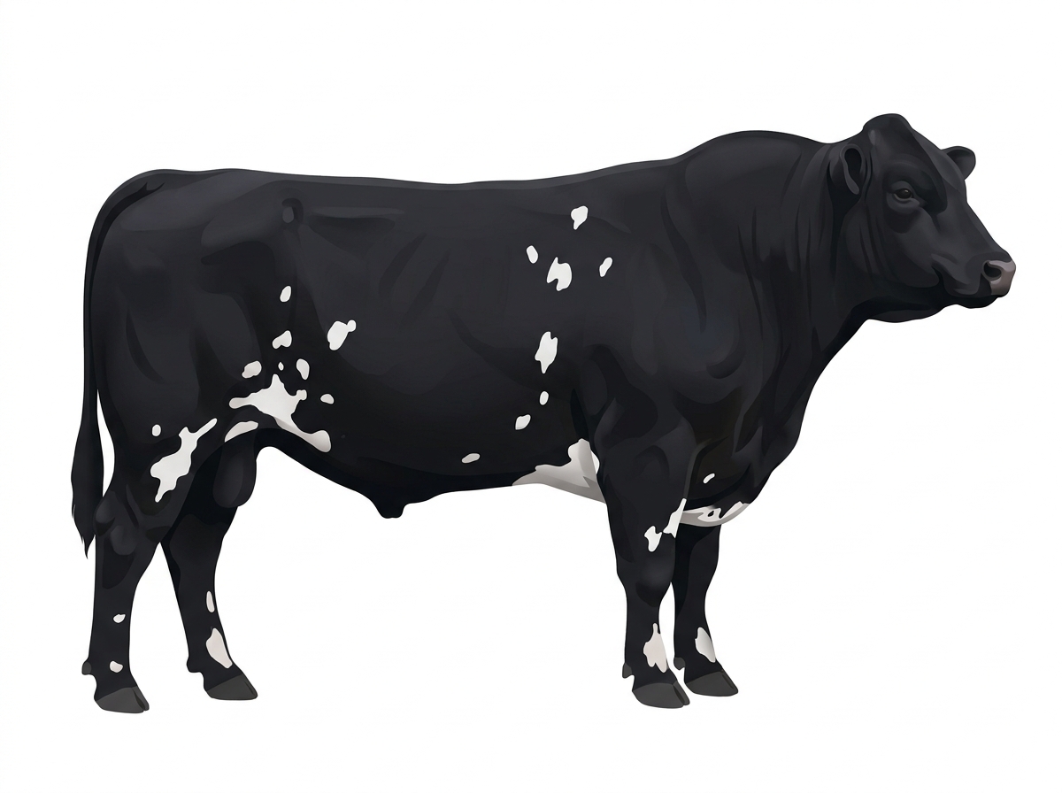 Black with white spots Purebred Maine-Anjou Bull