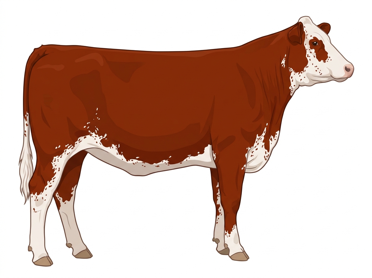 Red with ticking in the white Purebred Maine-Anjou Heifer
