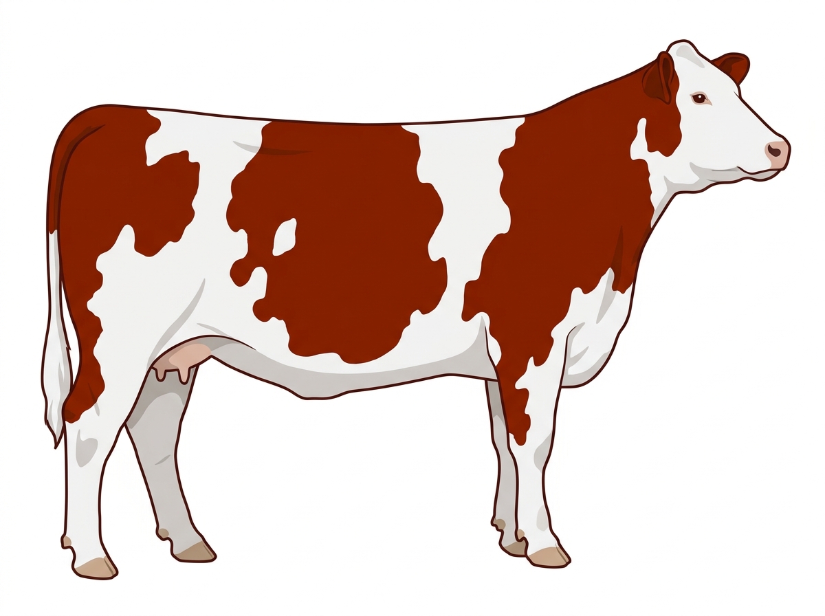 Red with white in large patches Purebred Maine-Anjou Cow
