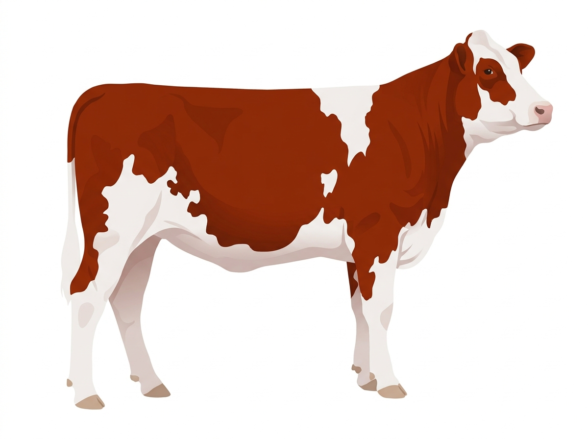 Red with white in large patches Purebred Maine-Anjou Heifer